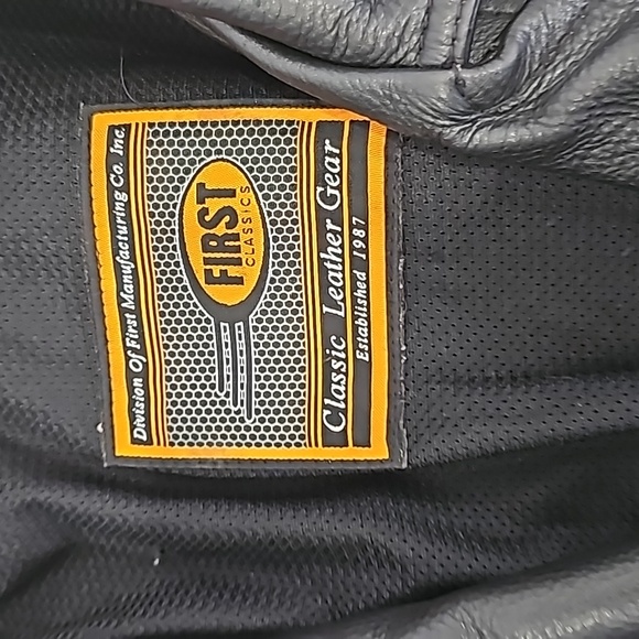 First Classics Black Leather Gear Men's Motorcycle Biker Jacket Size XL - Picture 3 of 16